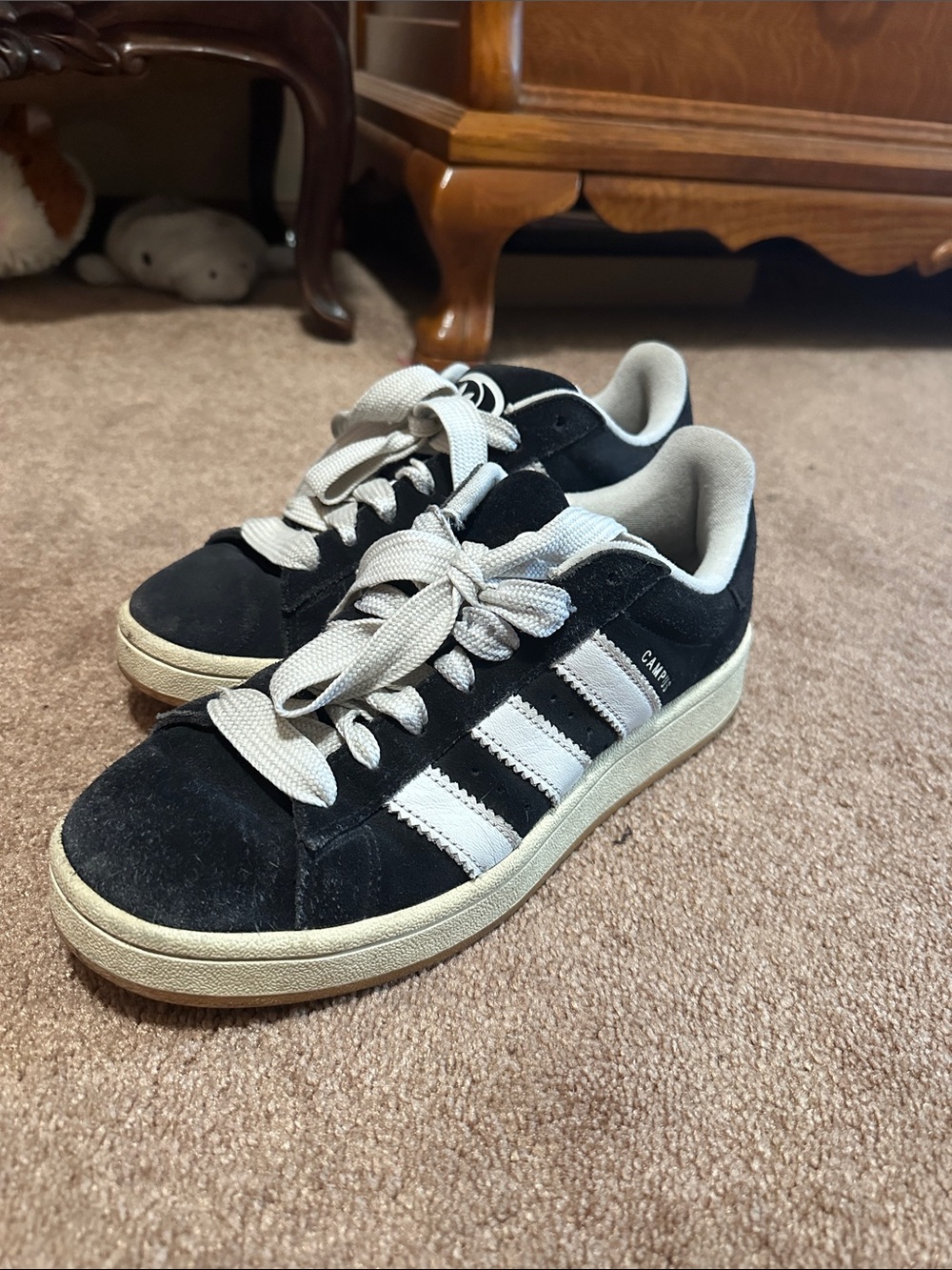 adidas Kids Black and White Campus Suede Sneakers